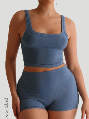 Square Neck Micro-Ribbed Tank Top